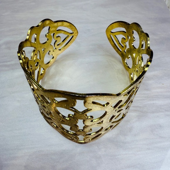 Vintage Goldtone Filigree Wide Band Cuff Bracelet main image 8